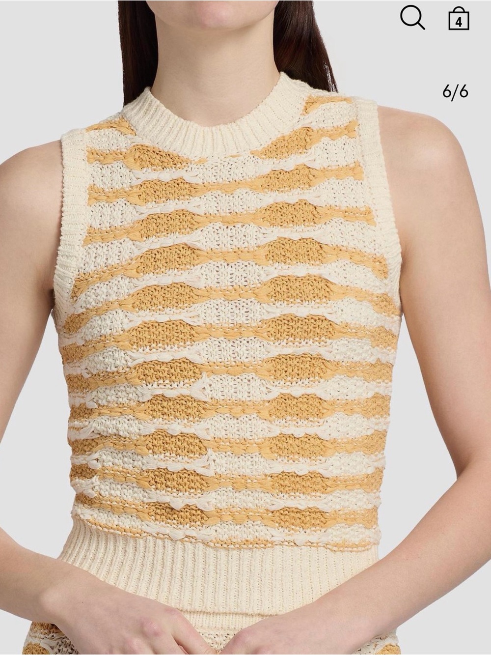 Ulla Johnson Cream & Mustard Striped Knit Sleeveless Tank